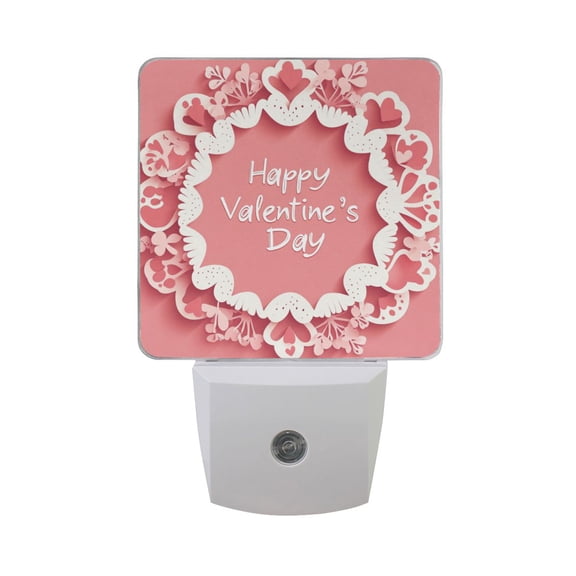 Papercut Happy Valentine's Day LED Night Light with Smart Sensor Plug Into Wall Dusk to Dawn 2 packs