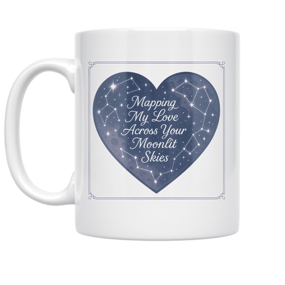 Papercut Star Map 11 oz Coffee Mug - For Romantic Stargazers White Ceramic gift
