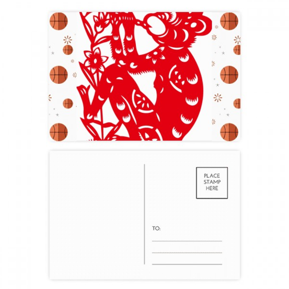 Papercut Zodiac Monkey China Flowers Basketball Postcard Set Thanks Card Mailing Side 20pcs