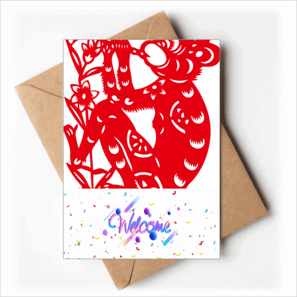 Papercut Zodiac Monkey China Flowers Welcome Back Greeting Cards Envelopes Blank