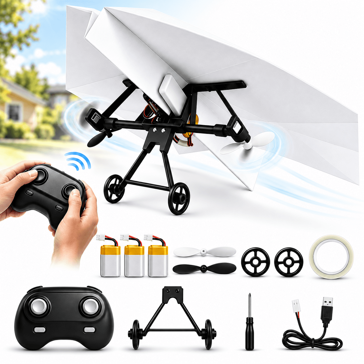 Paperflight RC Paper Airplane Kit, DIY Remote Control Plane with Gyro ...
