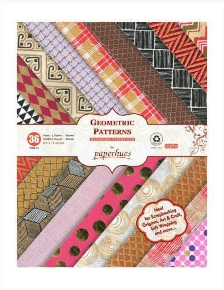 Paperhues Geometric Pattern Handmade Scrapbook Paper 8.5x11" Pad, 36 Sheets