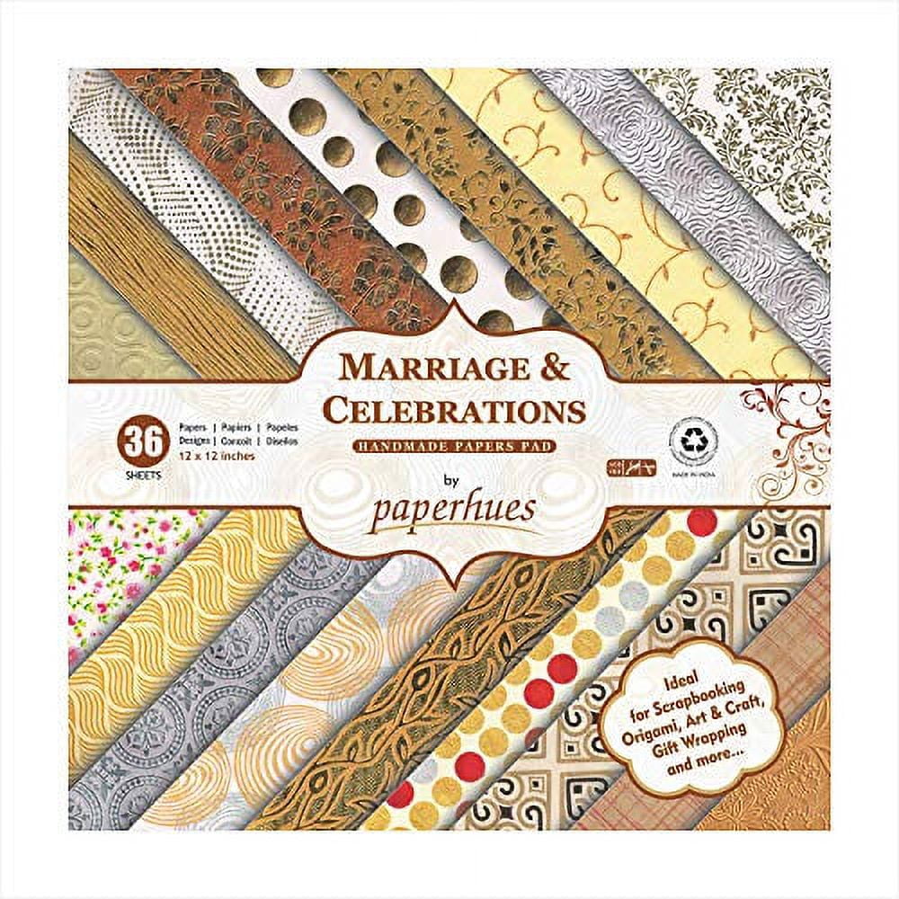 Paperhues Wedding Scrapbook Paper 12x12" Pad, 36 Sheets. Celebration Pack.