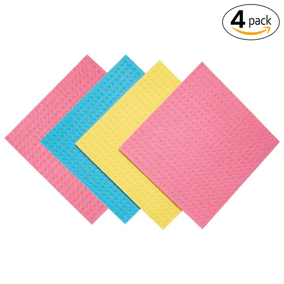 Paperless Kitchen Pack of 4 Eco-Friendly Kitchen Cleaning Sponge Cloths