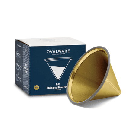 Paperless Stainless Steel Pour Over Coffee Filter – Reusable and Permanent Coffee Cone Dripper for Ovalware, Chemex, Hario and Other Carafes (Titanium Gold) price history and forecast - Ovalware OVAL-14-GD-DRIPPER
