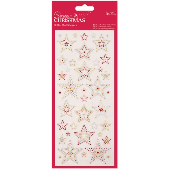 Papermania Create Christmas Glitter Dot Stickers-Stars
