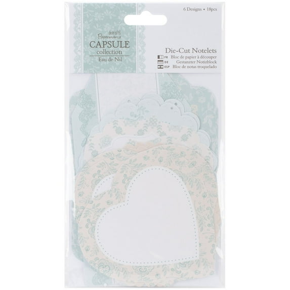Papermania Eau De Nil Notelets 18/Pkg-6 Designs/3 Each, Pk 3, Papermania