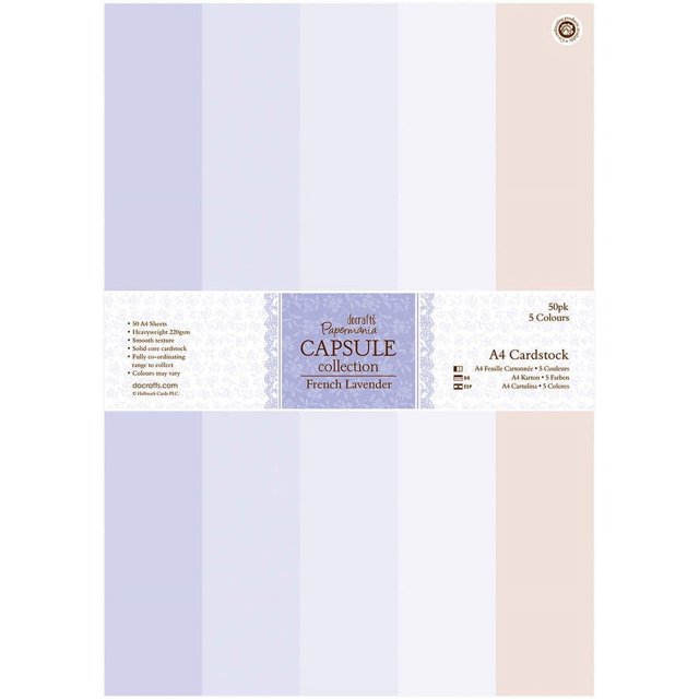 Papermania French Lavender A4 Cardstock, 50pk, 5 Colors