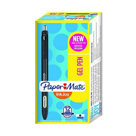 Papermate 1951720 0.5 mm Inkjoy Retractable Gel Pen, Black Ink - Pack of 12