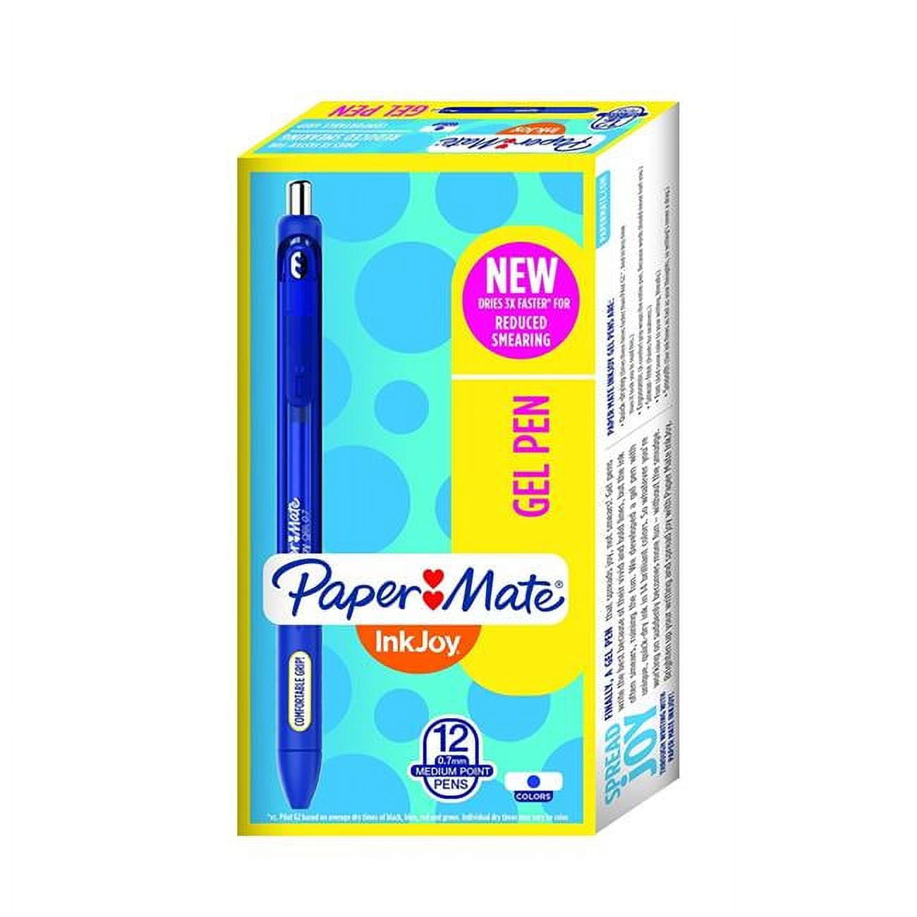 Papermate 1951721 0.7 mm Inkjoy Retractable Gel Pen, Blue Ink - Pack of 12