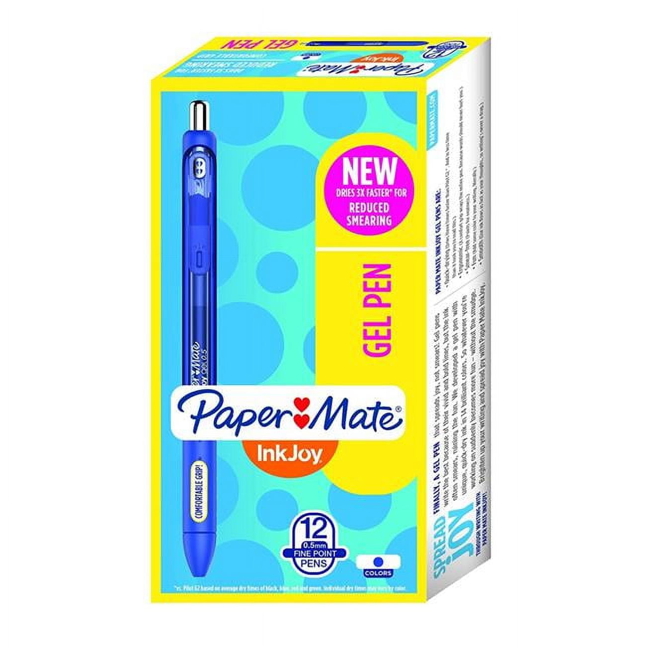 Papermate 1951722 0.5 mm Inkjoy Gel Retractable Pen, Blue Ink - Pack of 12