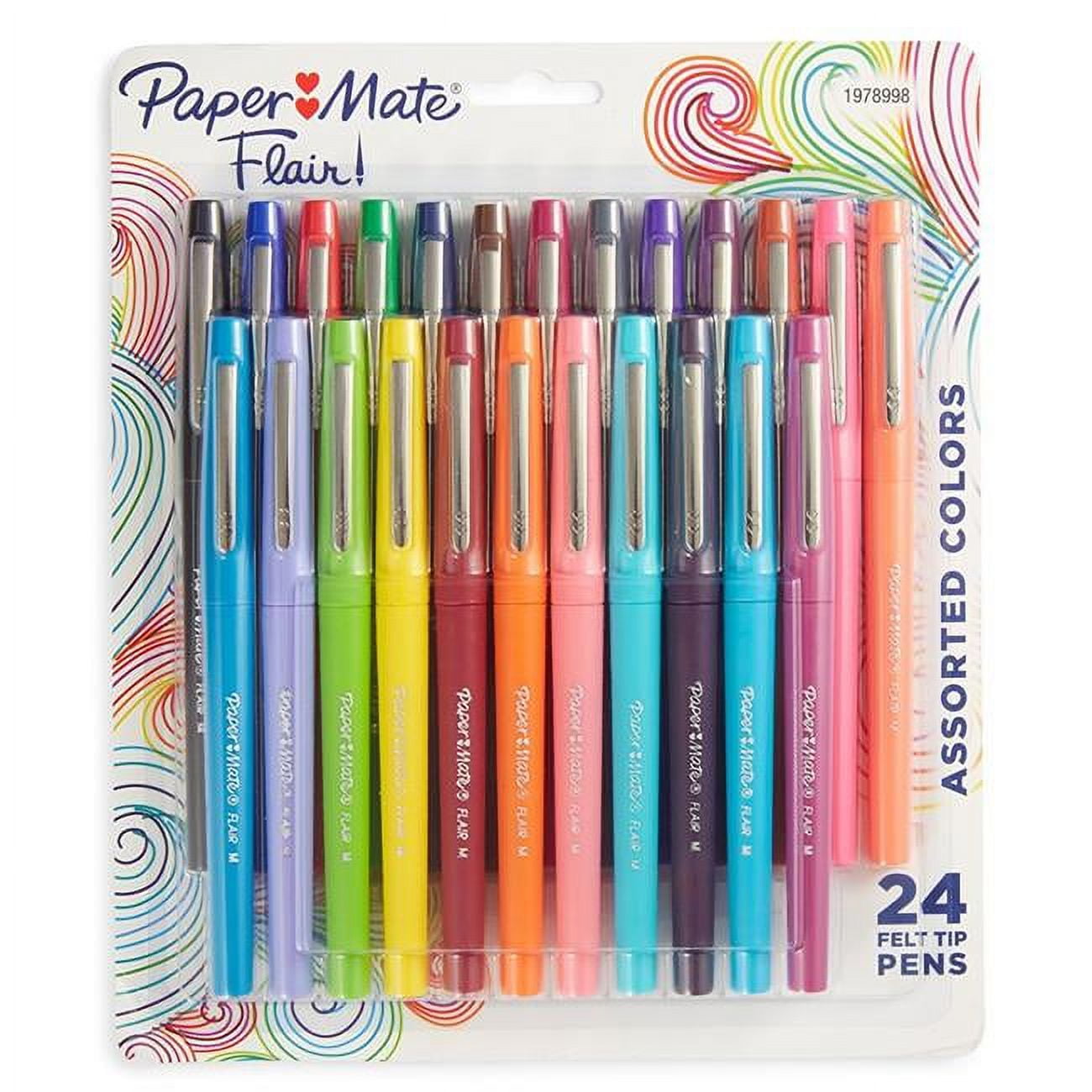 PAPER MATE Papermate 1978998 0.7 mm Point Guard Flair Bullet Point Stick Pen, Assorted Colors - 24 per Set