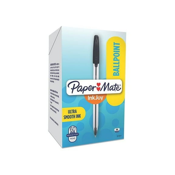 Papermate 2013311 Medium Point Ballpoint Pens 1.0 mm., Black - 60 Count