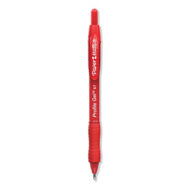 Papermate 2095463 0.7 mm Profile Retractable Gel Pen, Red - Pack of 12