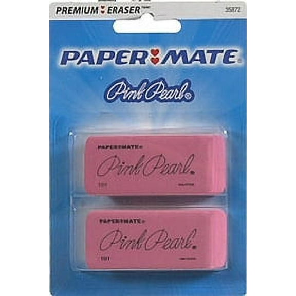 Papermate Pink Pearl Pencil Eraser, Pink, 2 Count
