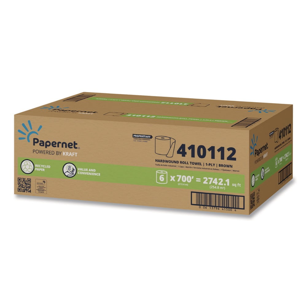 7.9 in. x 700 ft. 1-Ply HyTech Seas Hardwound Kraft Roll Towel - Brown (6/Carton)