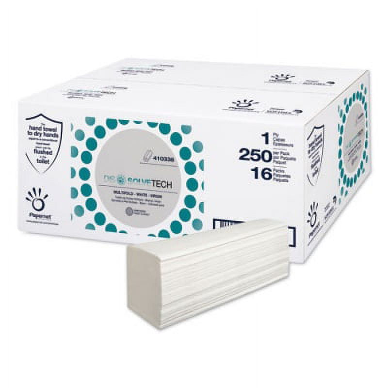 DissolveTech Paper Towel, 1-Ply, 9.49 x 8.11, White, 250/Pack, 16 Packs/Carton DissolveTech Paper Towel, 1-Ply, 9.49 x 8.11, White, 250/Pack, 16 Packs/Carton