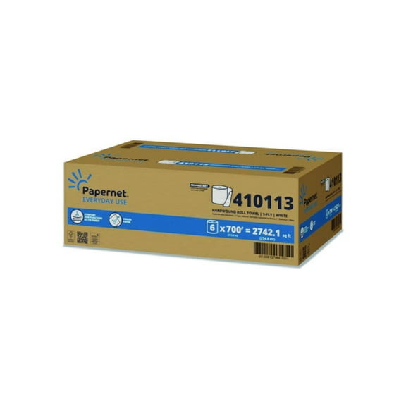 Papernet HyTech Seas Hardwound Roll Towels, 1-Ply, 7.9" x 700 ft, White, 6/Carton