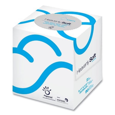 Papernet-Papernet Heavenly Soft Facial Tissue, 2-Ply, 8 x 8.2, White, 90/Cube Box, 36 Boxes/Carton (416014)