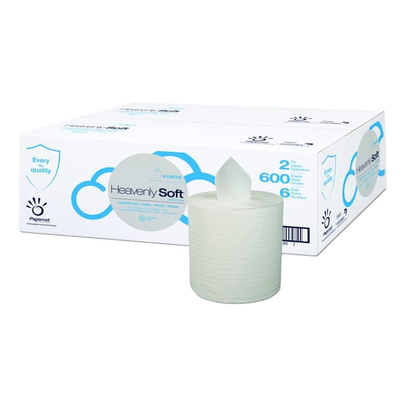 Cellysoft Stefco 600 Sheet Center Pull Dispenser Towels - 2 Ply - 7.60" Width x 8" Length - 600 Sheets/Roll - 8" Roll Diameter - White - 6 / Carton