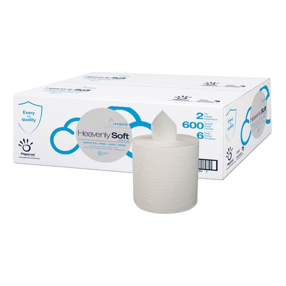 Cellysoft Stefco 600 Sheet Center Pull Dispenser Towels - 2 Ply - 7.60" Width x 8" Length - 600 Sheets/Roll - 8" Roll Diameter - White - 6 / Carton