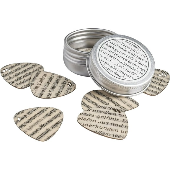 Paperpicks Set of 9 Guitar Picks, Misprinted Book Pages, 3 Strengths