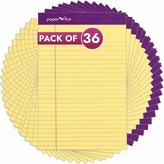 Paperrite Canary Yellow Writing Pads, 50 Sheets, 5 x 8 in, Premium Lined Paper (36)