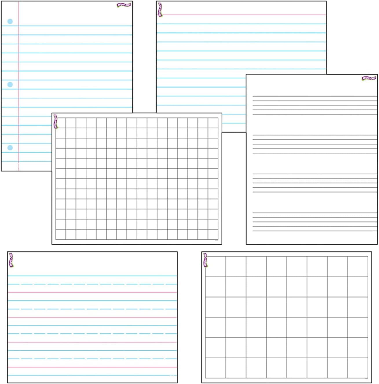 Papers Grids Wipe-Off Charts Chart, Classroom Decor, 17" x 22", Set of ...