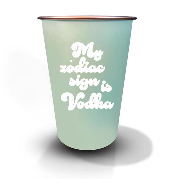 Papersalt Stainless Steel Reusable Cup 16 oz with Zodiac Sign Vodka Design