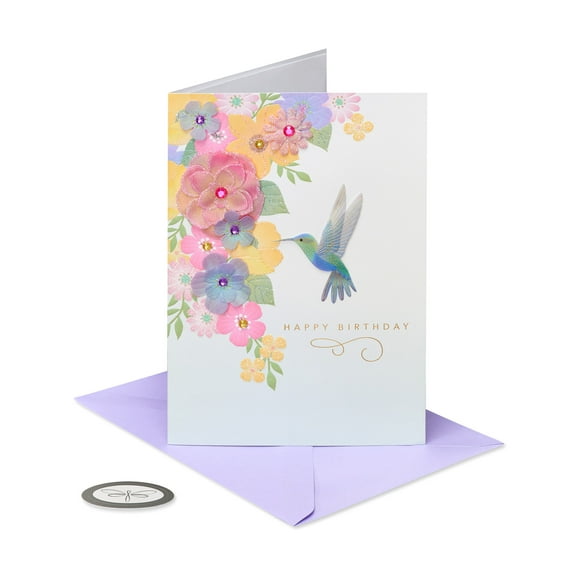 Papersong Premium Birthday Card (Hummingbird)