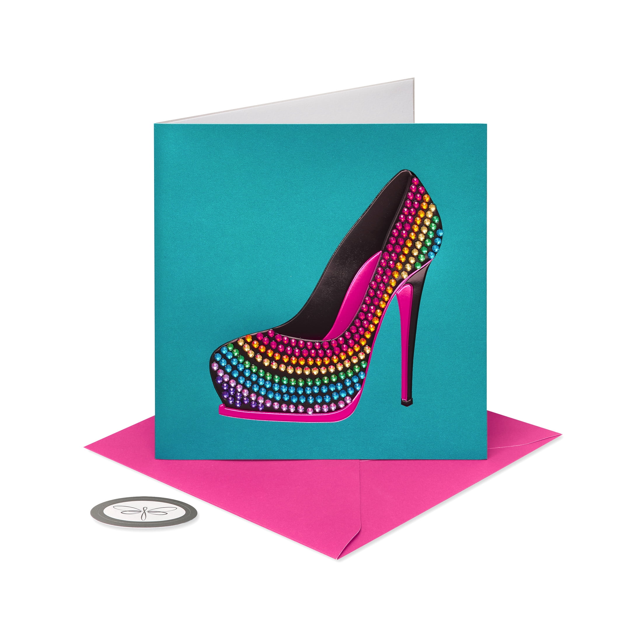 Papersong Premium Birthday Card (Rainbow Gem Shoe)