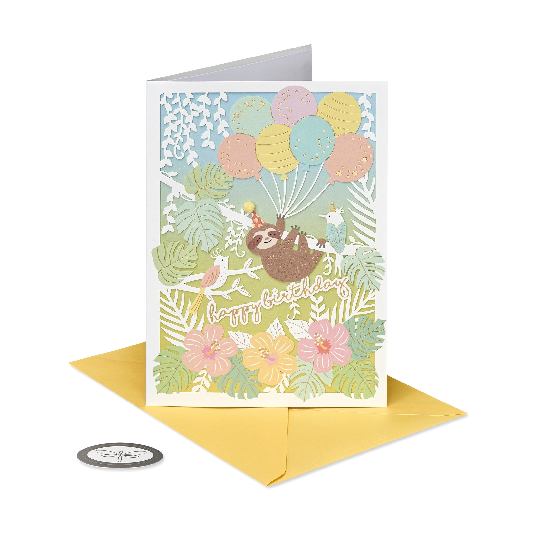 Papersong Premium Birthday Card (Sloth)