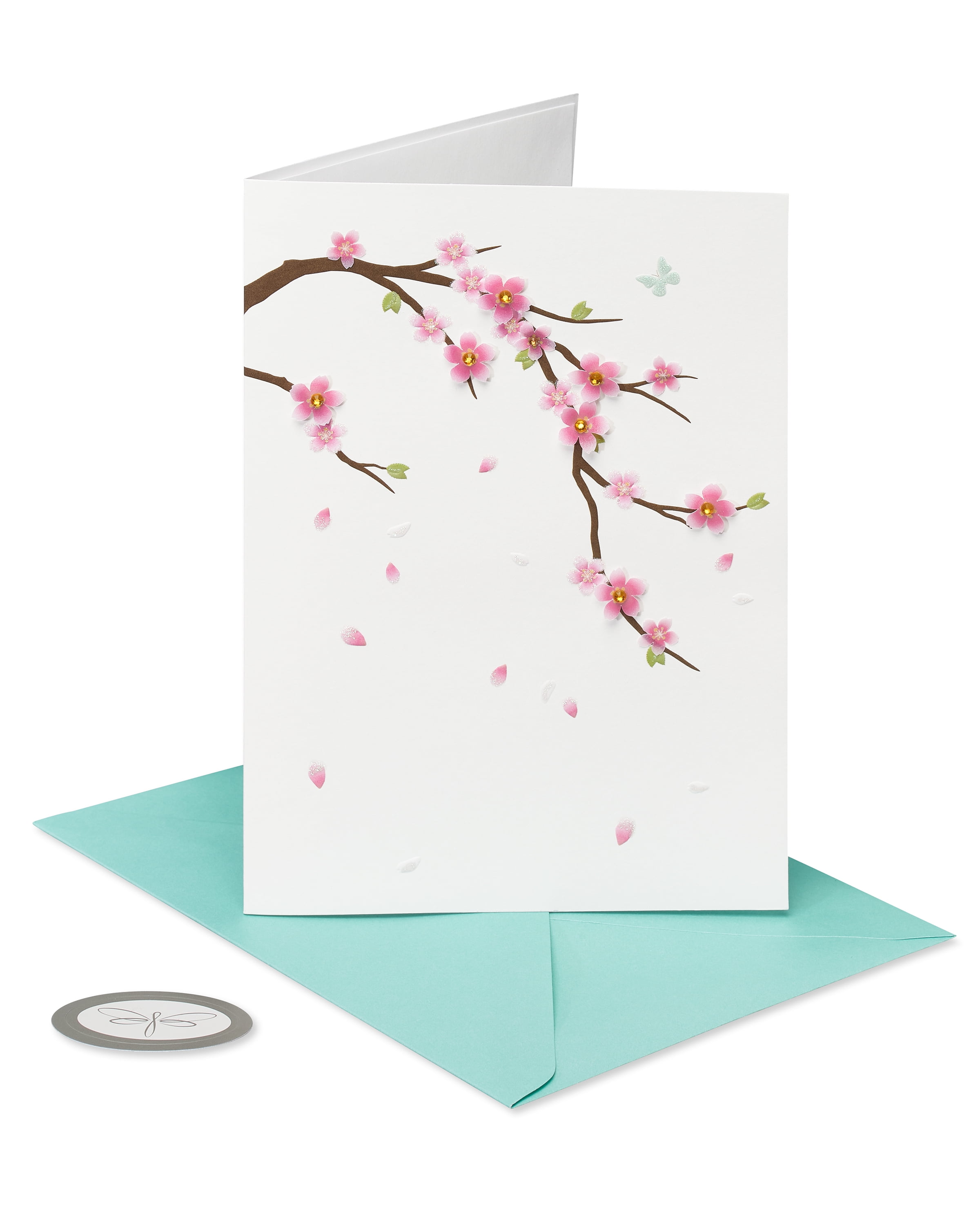 Papersong Premium Sympathy Greeting Card, Cherry Blossom (Loving Memories)