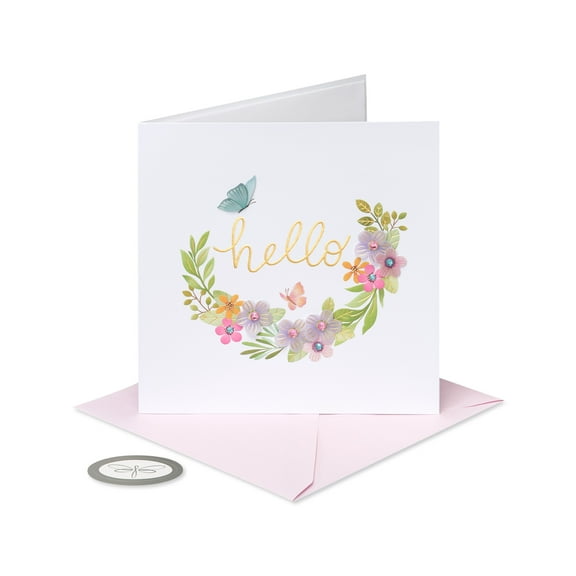 Papersong Premium Thinking of You Card for Friend (Floral Wreath)