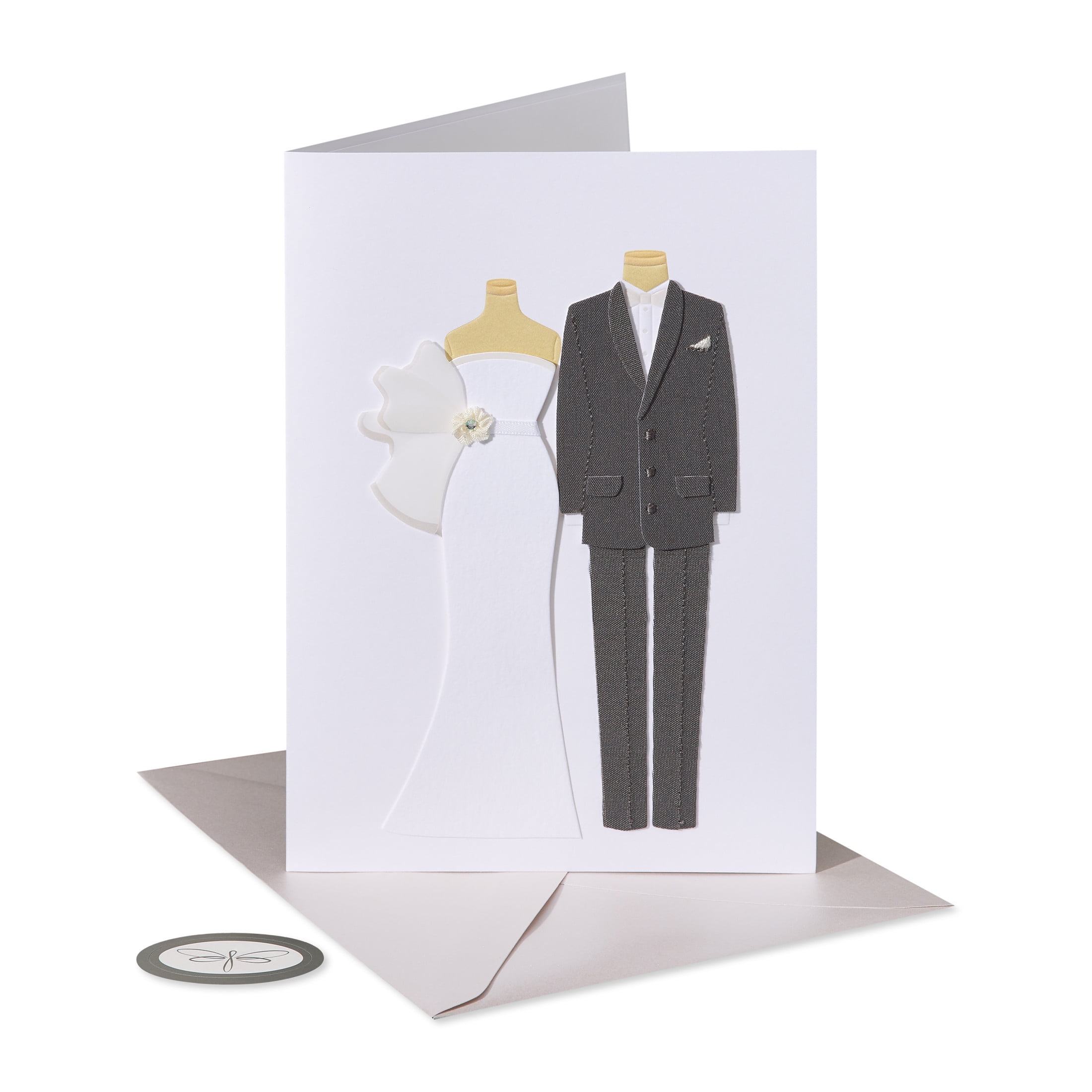 Papersong Premium Blank Wedding Card (Bride and Groom Outfits)