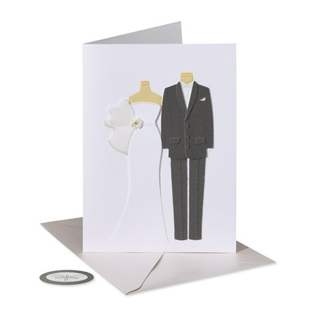 Papersong Premium Blank Wedding Card (Bride and Groom Outfits)