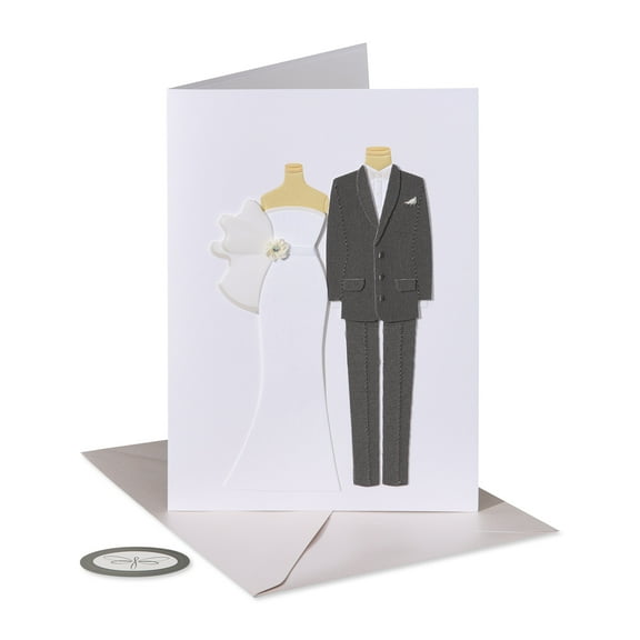 Papersong Premium Blank Wedding Card (Bride and Groom Outfits)