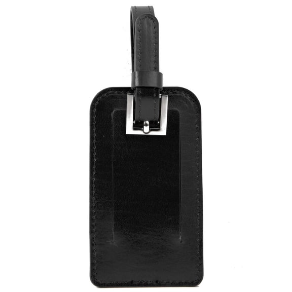 Paperthinks Eco-Friendly Recycled Leather Luggage Tag with Privacy Flap Black, Gold Hardware