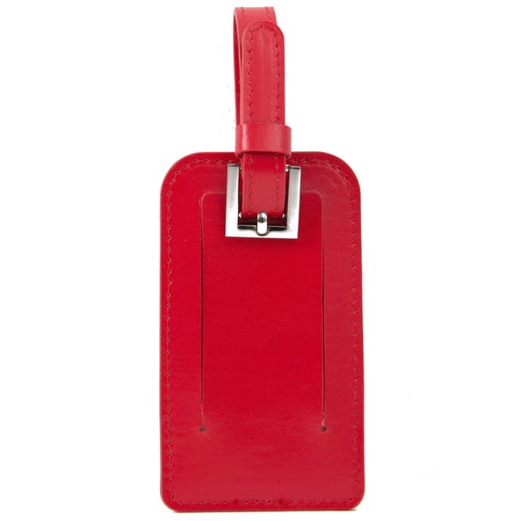 Paperthinks Eco-Friendly Recycled Leather Luggage Tag with Privacy Flap Red, Gold Hardware