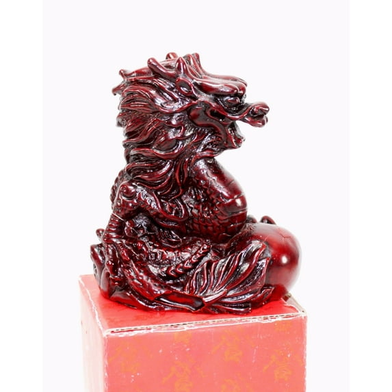 Paperweight Dragon Resin Red Oriental Asian Desk Decor. Collectible Figurine A10139