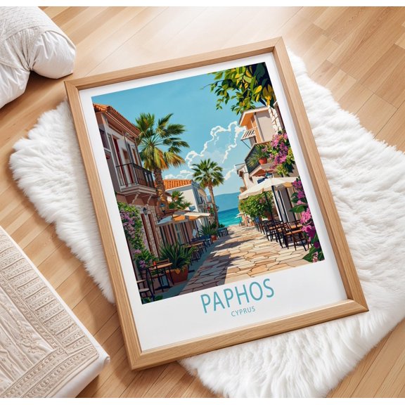Paphos Cyprus Scenic Coastal Travel Wall Art Home Decor