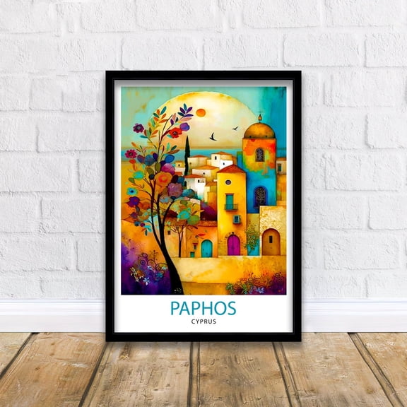 Paphos Cyprus Travel Printpaphos Wall Art Paphos Home Decor Paphos Illustration Travel Gift For Cyprus Cyprus Home Decor