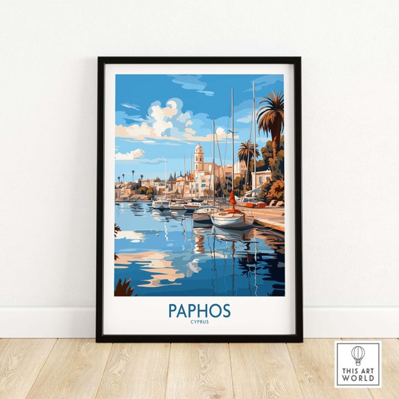 Paphos Wall Print Cyprus Art Print Travel Print Home Dcor Poster Gift Digital Illustration