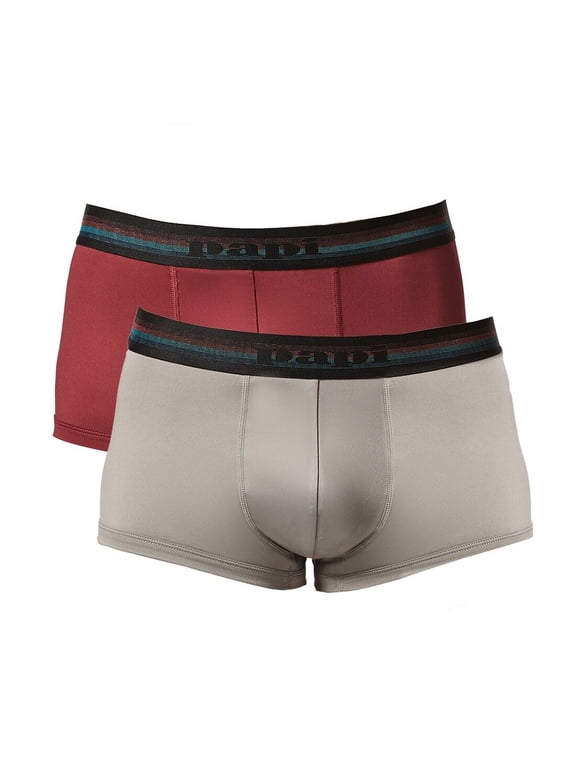 2-Pack Brazilian Trunk Underwear - UMPA107 (Chiseled Stone/Beet Red, L)