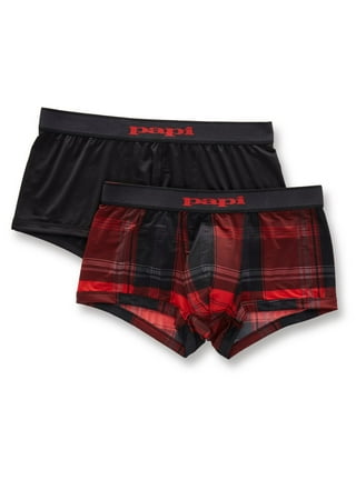 papi Men's Brazilian Cool Trunk Boxer Briefs Pack of 2 Comfort Fitting  Underwear, Stripe-Black/Grey, Small