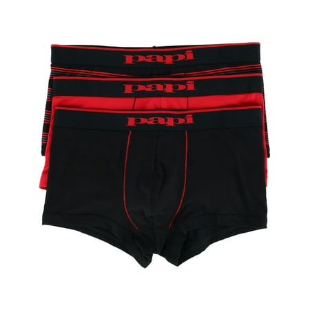Papi Brazilian Cut Stripe and Solid Underwear Trunks (3 Pack) (Men)