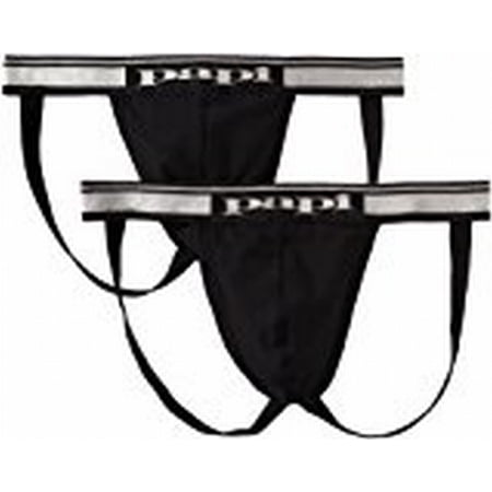 Papi NEW Deep Black Mens Size Small S 28- 30 Two-Pack Stretch Jock Strap
