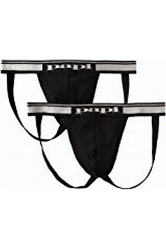 NEW Deep Black Mens Size Small S 28- 30 Two-Pack Stretch Jock Strap