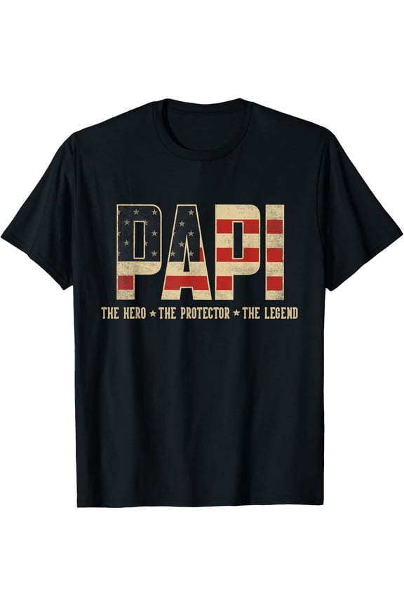 Papi Protector Hero Legend Usa Flag Papi Father'S Day T-Shirt Unisex S-5XL Hot Trending Shirt, Vintage Birthday Gift