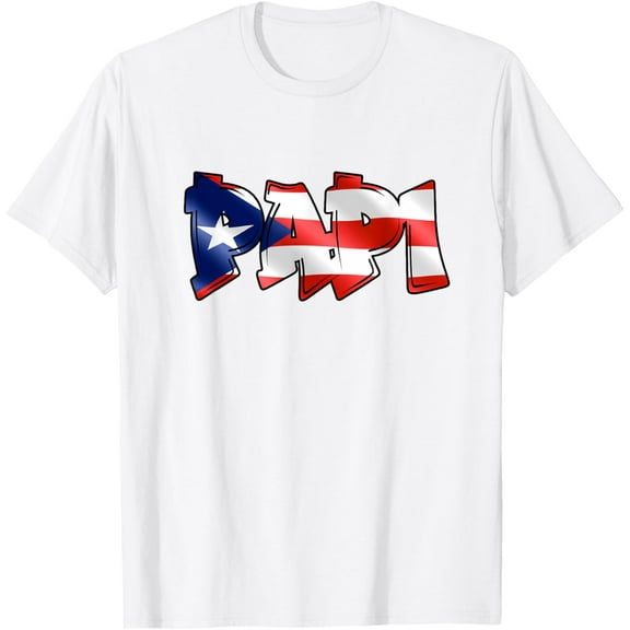Papi Puerto Rican Flag PR Pride Father Dad Boricua T-ShirtMen and women, White T-shirt, size: Extra large
